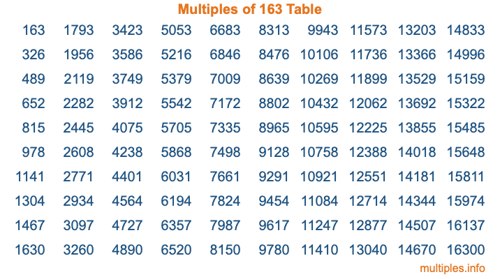 Multiples of 163 Table