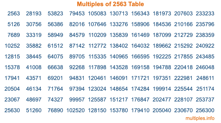 Multiples of 2563 Table